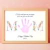 Mother’s Day Handprint Keepsake Craft Printable Gift for Mom Floral MOM Poem Art Activity for Preschool Kids DIY Handprint Card Fun