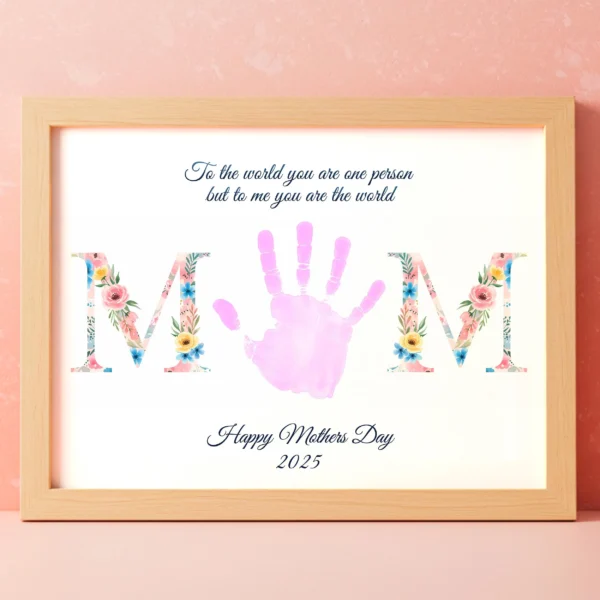 Mother’s Day Handprint Keepsake Craft Printable Gift for Mom Floral MOM Poem Art Activity for Preschool Kids DIY Handprint Card Fun